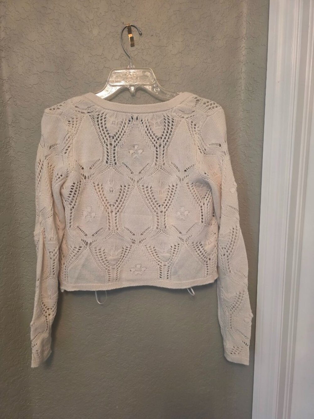 Pink Rose 2 Piece Embroidered Cardigan Open Knit Sweater Tank Set S EUC - Picture 5 of 13